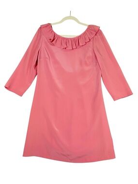 Tibi New York Women's 100% Silk Ruffle Mini Dress Open Back Pink Sz 8 Feminine